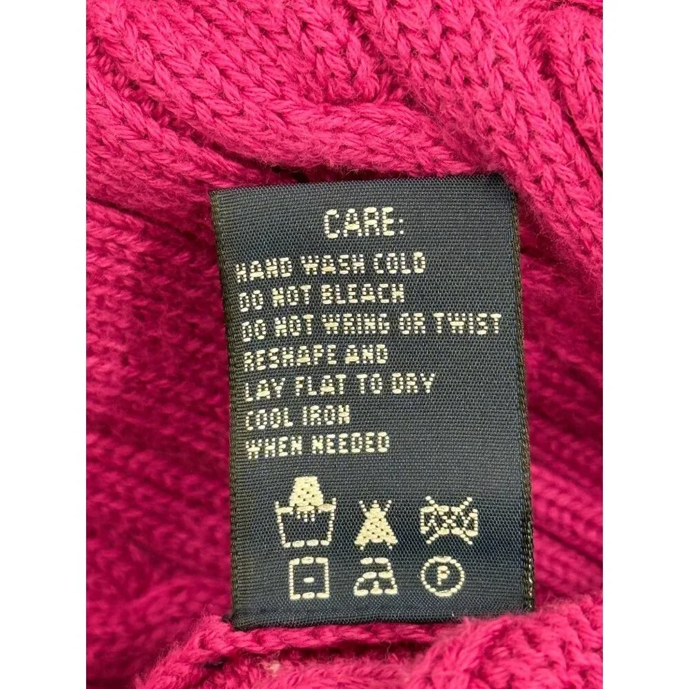 Ralph Lauren Sport Cable Knit Sweater Magenta Pink Pullover Cotton Womens Size M - Picture 5 of 8